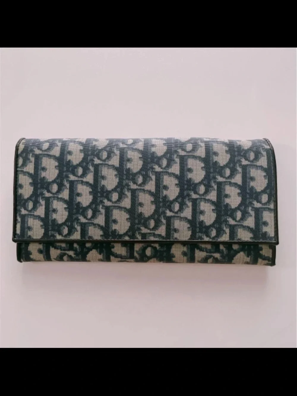 Dior Oblique Fold Wallet in Navy and Beige Canvas